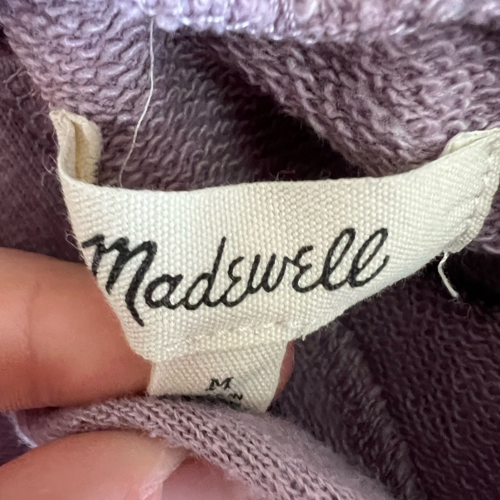 Madewell Sweatshirt Pleat-Sleeve Shrunken Hoodie Pressed Violet purple lavender - Picture 8 of 10